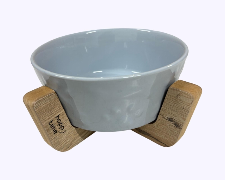 AHŞAP AYAKLI SERAMİK MAMA KABI 700 ML